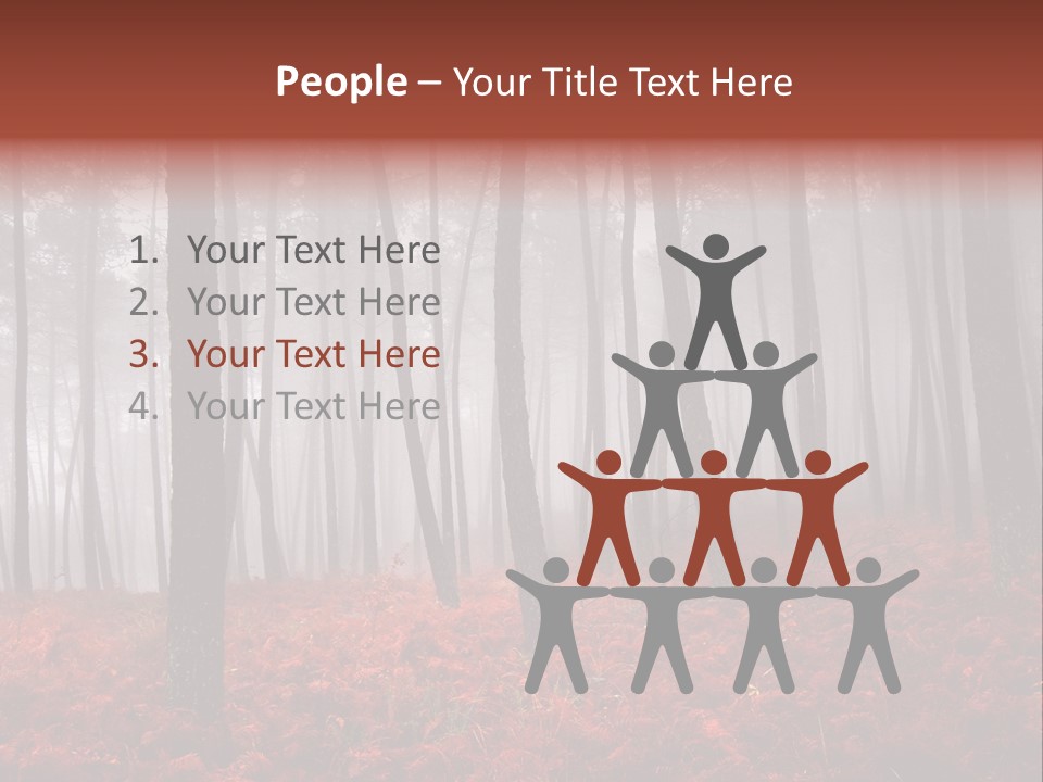 A Foggy Forest With Red Leaves On The Ground PowerPoint Template