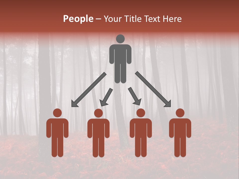 A Foggy Forest With Red Leaves On The Ground PowerPoint Template