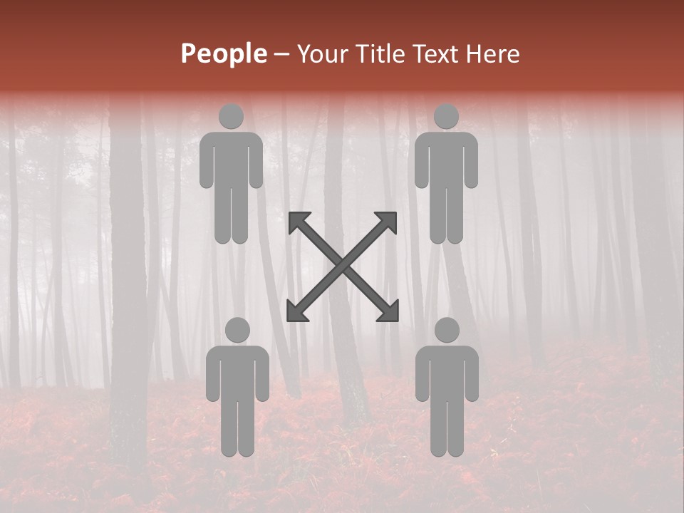 A Foggy Forest With Red Leaves On The Ground PowerPoint Template