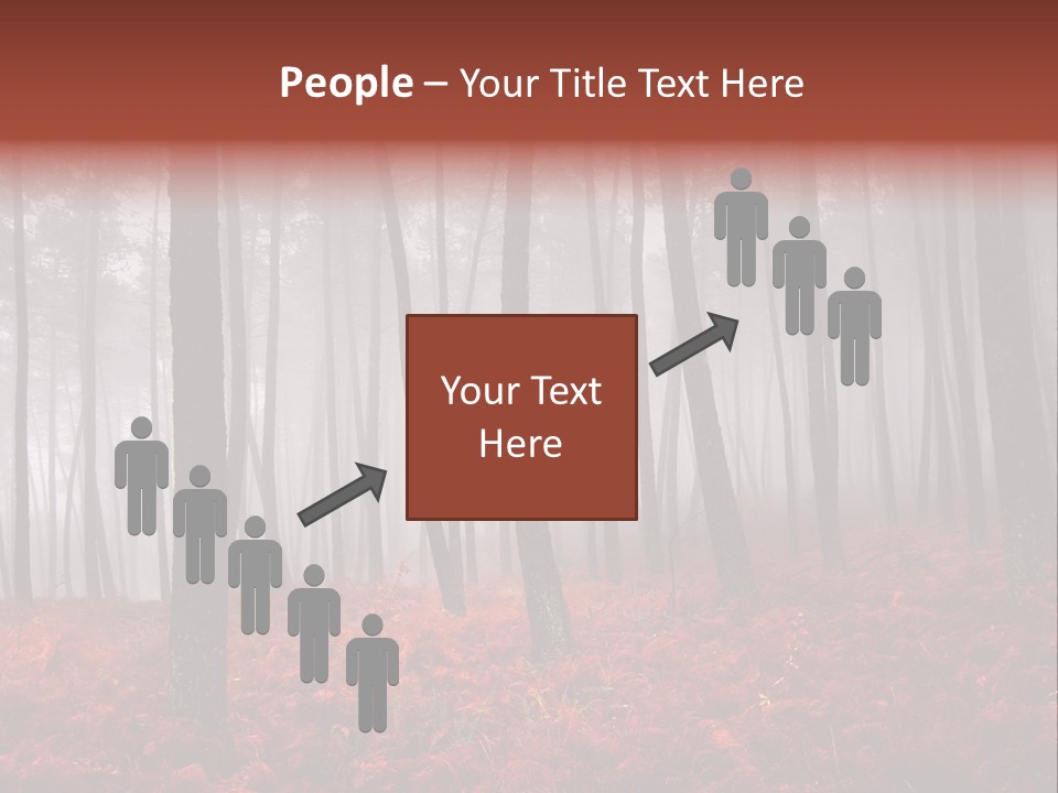 A Foggy Forest With Red Leaves On The Ground PowerPoint Template