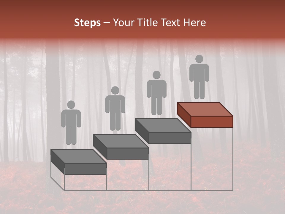 A Foggy Forest With Red Leaves On The Ground PowerPoint Template