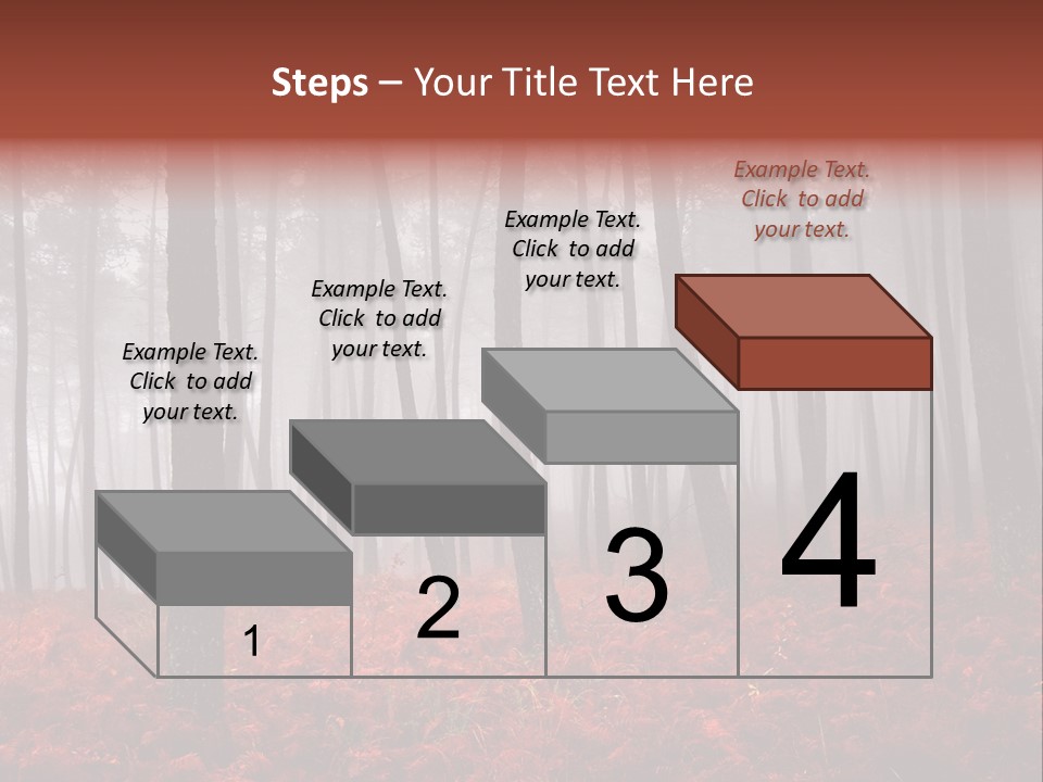 A Foggy Forest With Red Leaves On The Ground PowerPoint Template