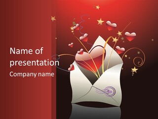 An Envelope With Hearts Coming Out Of It PowerPoint Template