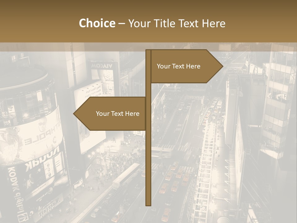 A Black And White Photo Of A City At Night PowerPoint Template