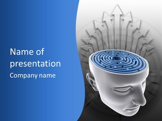 A Man's Head With A Maze In The Middle Of It PowerPoint Template
