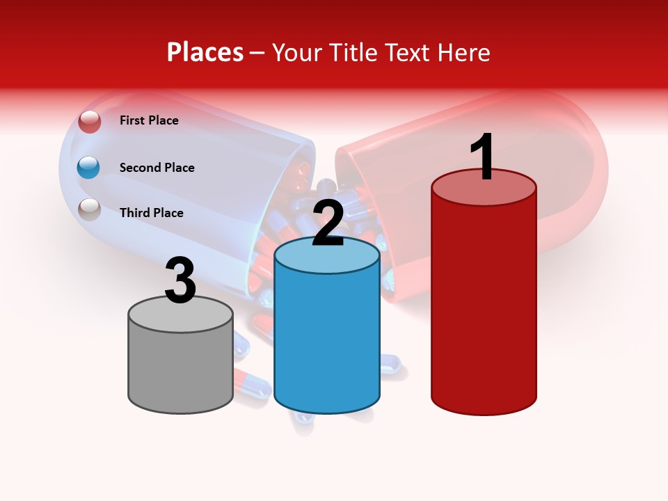 A Blue And Red Pill Pill With Red And Blue Pills Spilling Out Of It PowerPoint Template