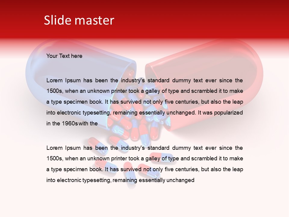 A Blue And Red Pill Pill With Red And Blue Pills Spilling Out Of It PowerPoint Template