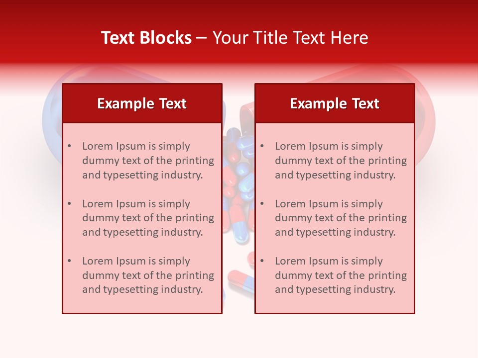 A Blue And Red Pill Pill With Red And Blue Pills Spilling Out Of It PowerPoint Template