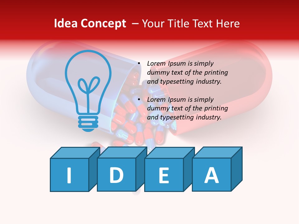 A Blue And Red Pill Pill With Red And Blue Pills Spilling Out Of It PowerPoint Template