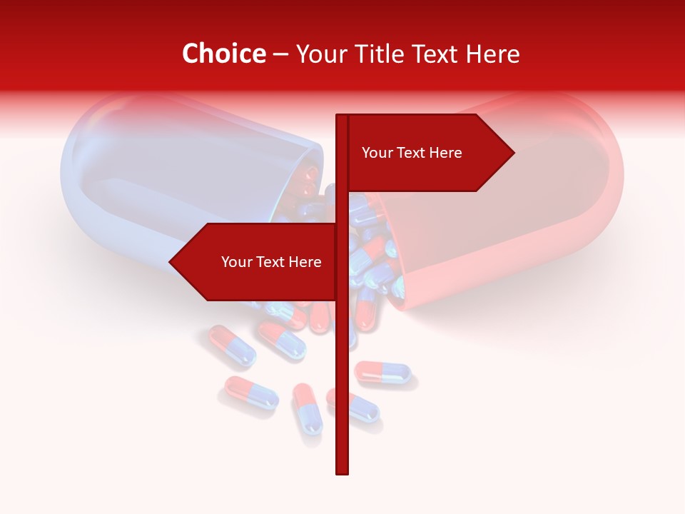 A Blue And Red Pill Pill With Red And Blue Pills Spilling Out Of It PowerPoint Template