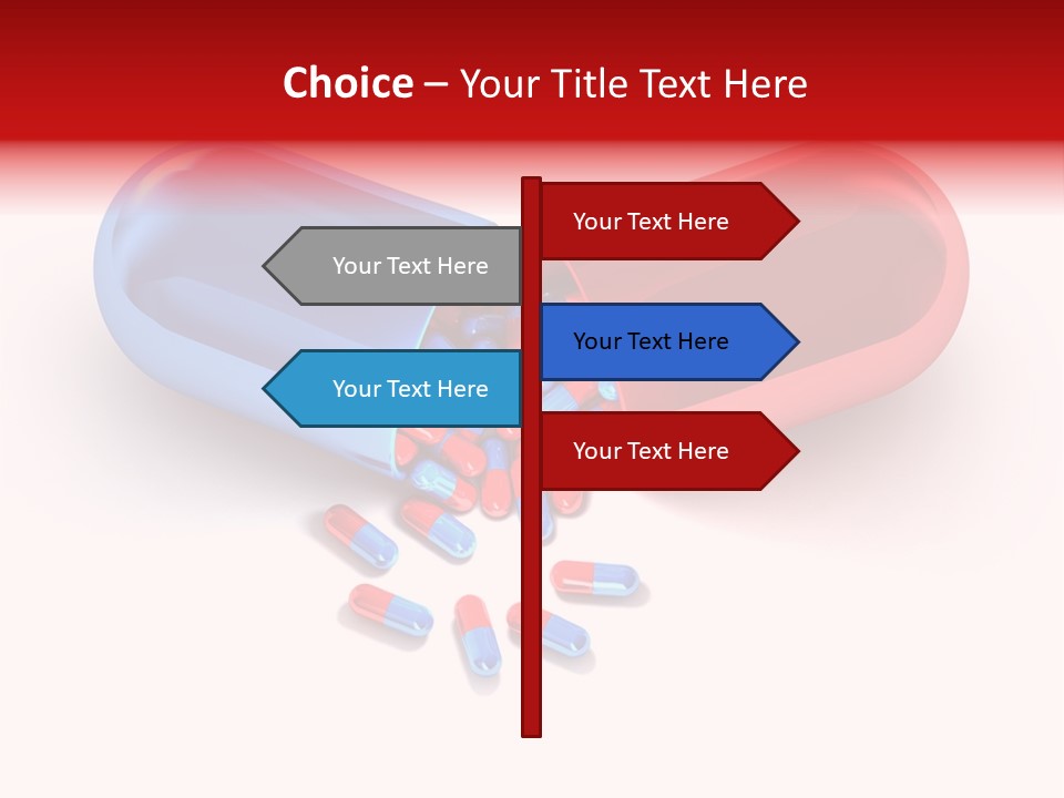 A Blue And Red Pill Pill With Red And Blue Pills Spilling Out Of It PowerPoint Template