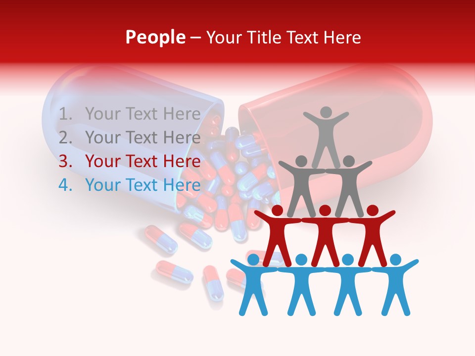 A Blue And Red Pill Pill With Red And Blue Pills Spilling Out Of It PowerPoint Template