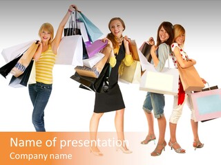 A Group Of Young Women Holding Shopping Bags PowerPoint Template
