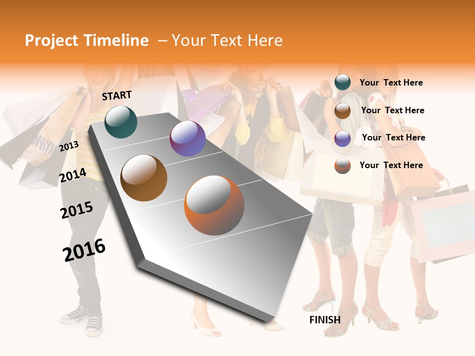 A Group Of Young Women Holding Shopping Bags PowerPoint Template