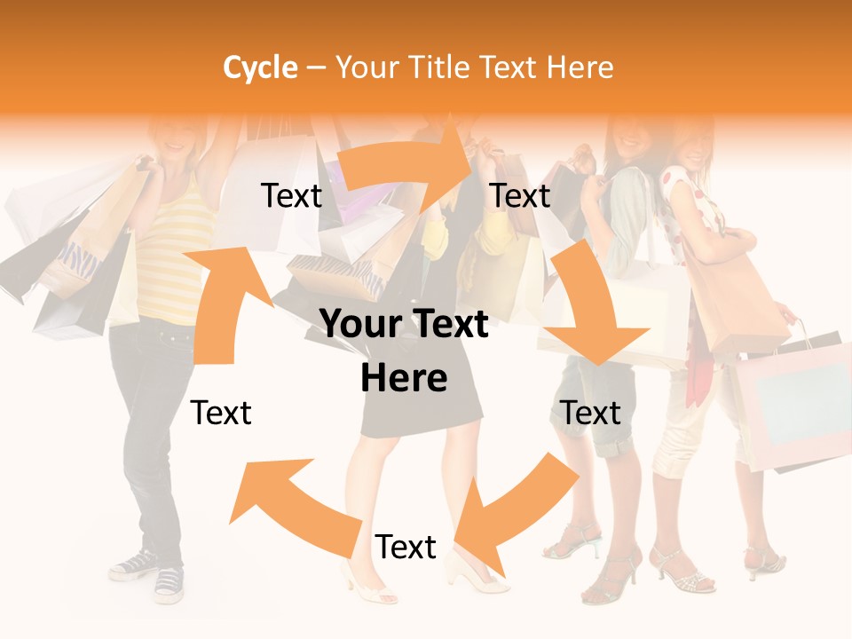 A Group Of Young Women Holding Shopping Bags PowerPoint Template