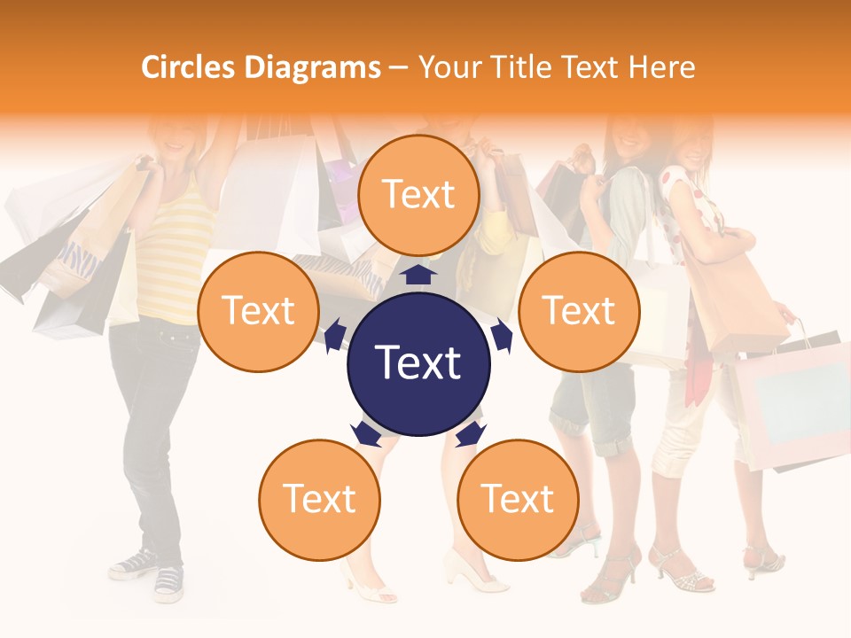 A Group Of Young Women Holding Shopping Bags PowerPoint Template