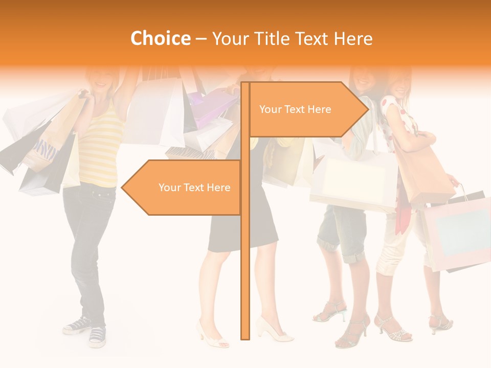 A Group Of Young Women Holding Shopping Bags PowerPoint Template