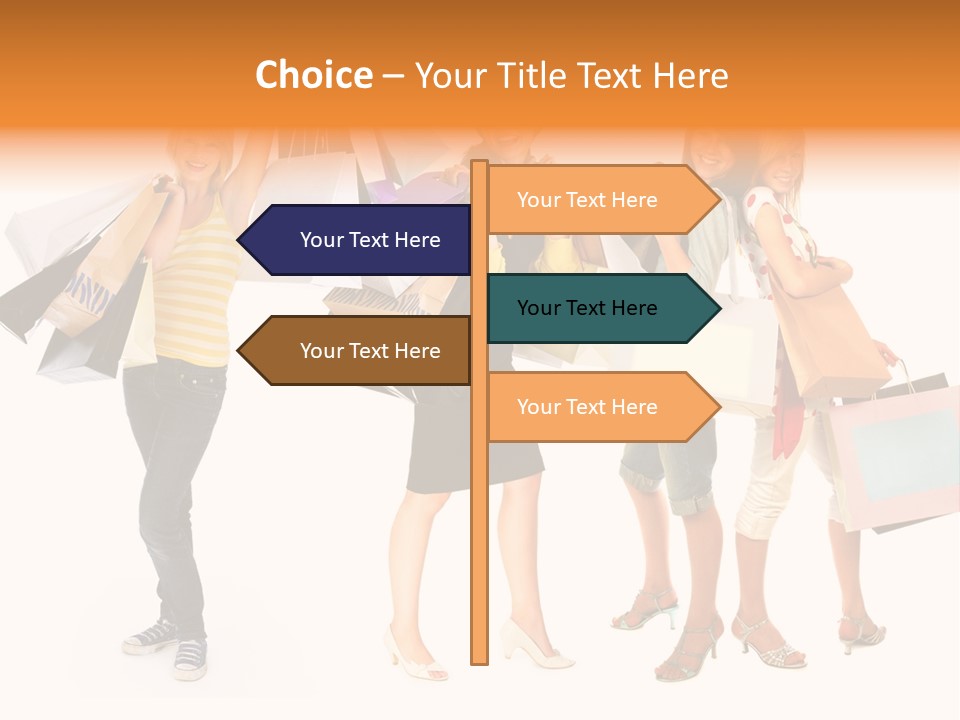 A Group Of Young Women Holding Shopping Bags PowerPoint Template