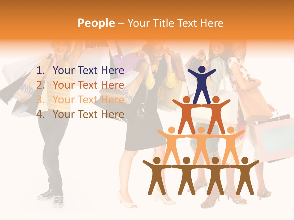 A Group Of Young Women Holding Shopping Bags PowerPoint Template
