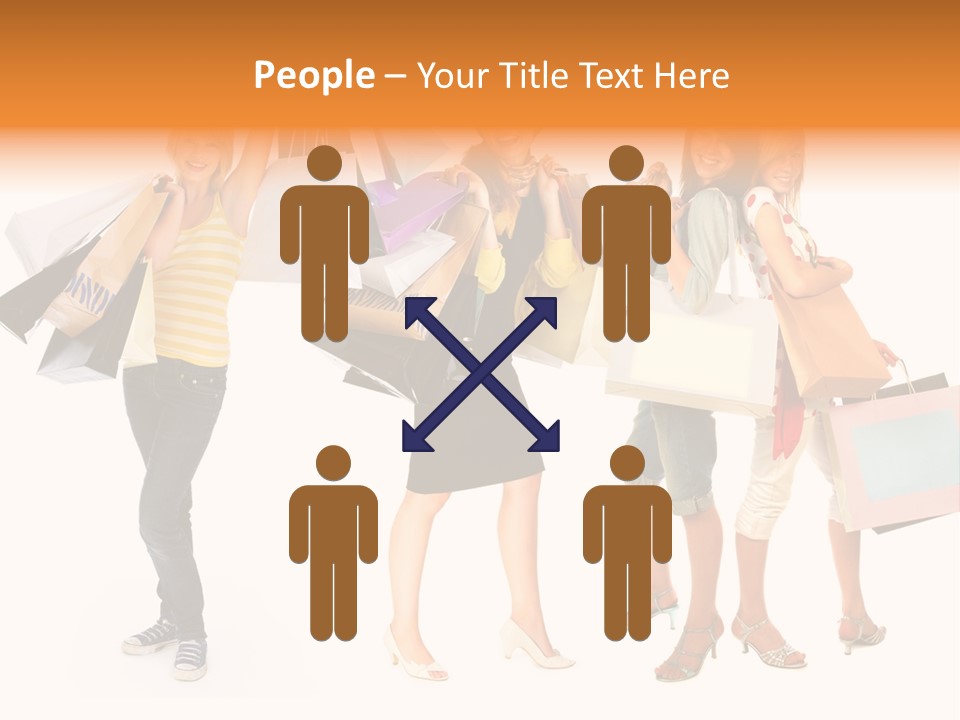 A Group Of Young Women Holding Shopping Bags PowerPoint Template