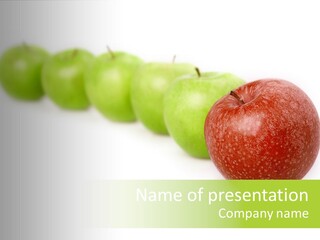 A Row Of Green And Red Apples On A White Background PowerPoint Template