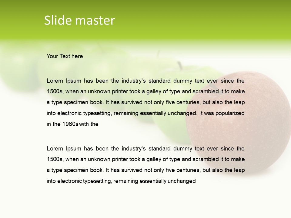 A Row Of Green And Red Apples On A White Background PowerPoint Template