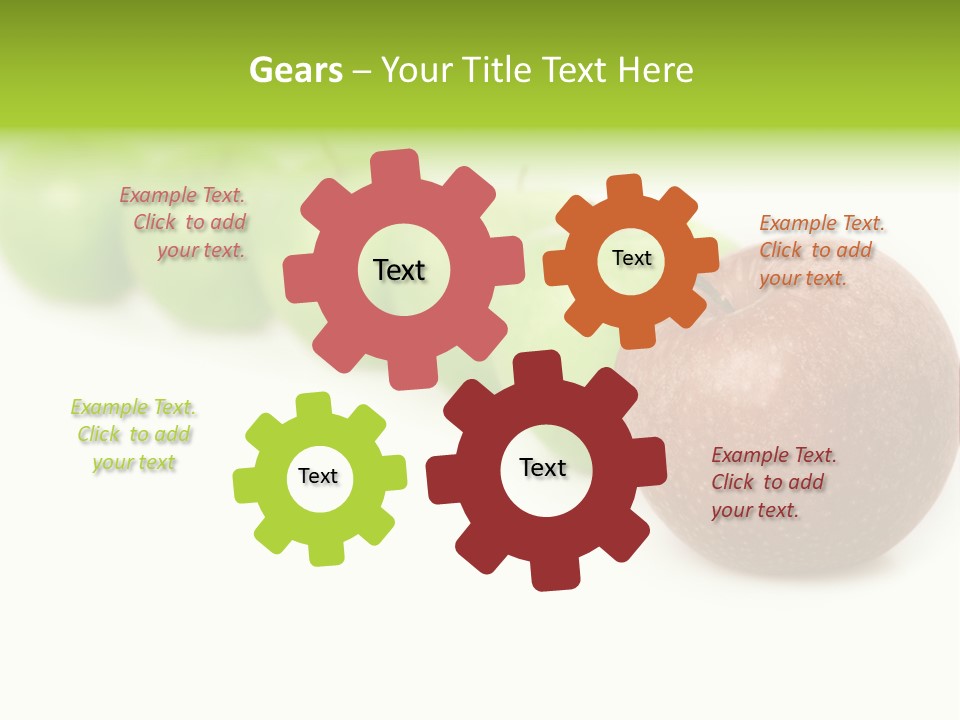 A Row Of Green And Red Apples On A White Background PowerPoint Template