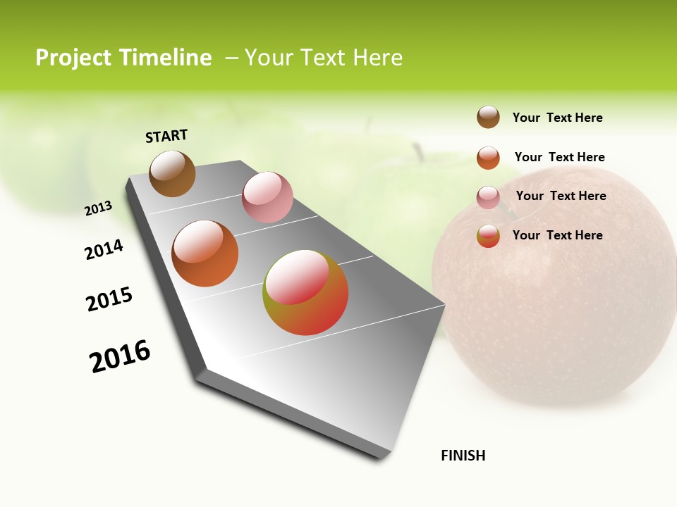 A Row Of Green And Red Apples On A White Background PowerPoint Template