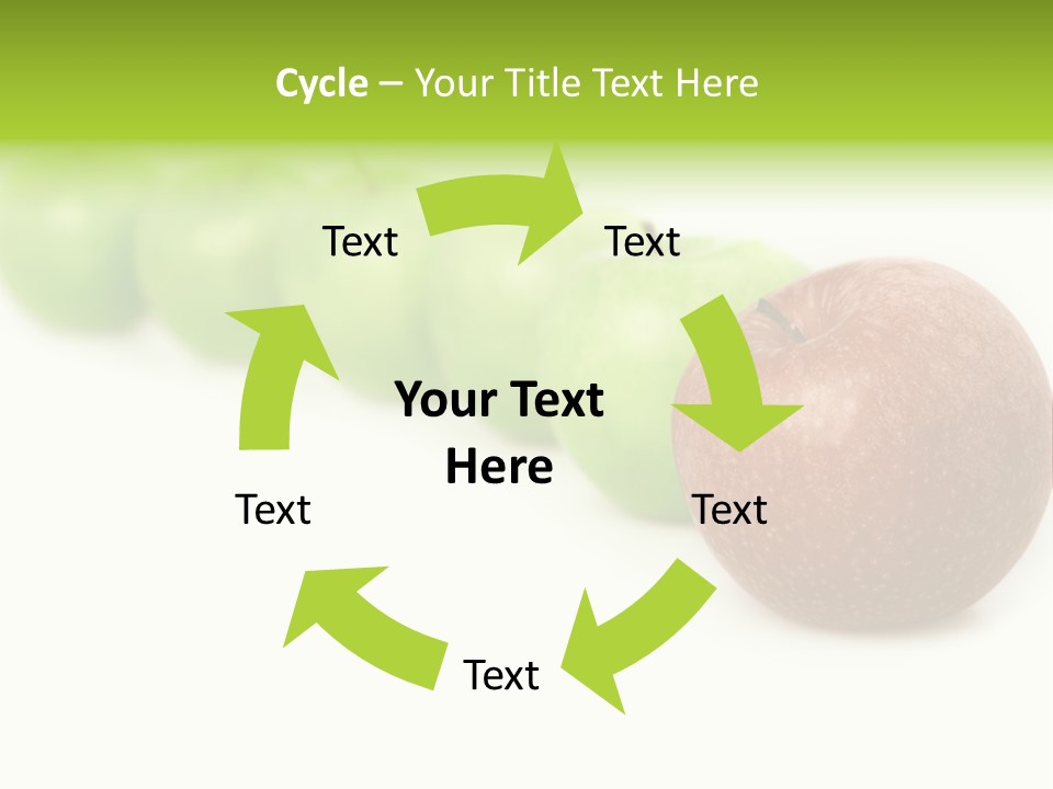 A Row Of Green And Red Apples On A White Background PowerPoint Template