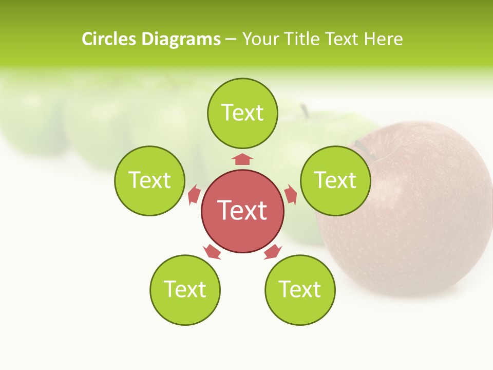 A Row Of Green And Red Apples On A White Background PowerPoint Template