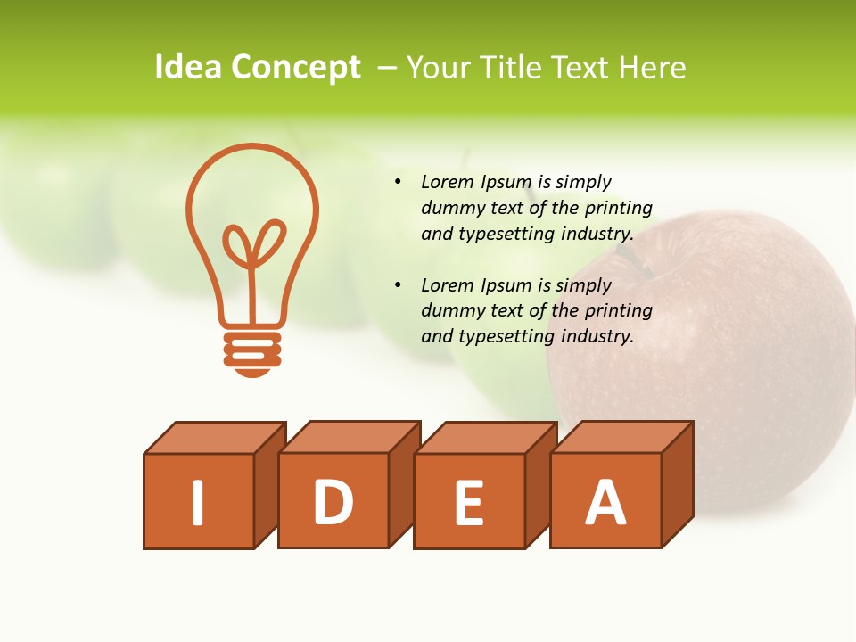 A Row Of Green And Red Apples On A White Background PowerPoint Template