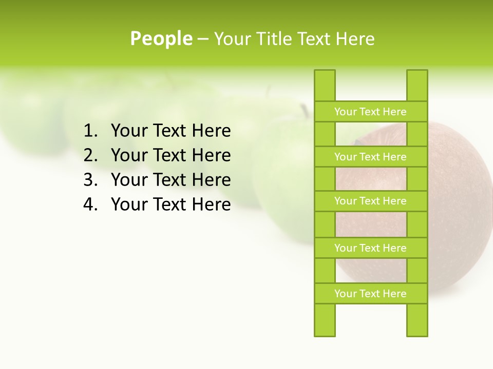 A Row Of Green And Red Apples On A White Background PowerPoint Template