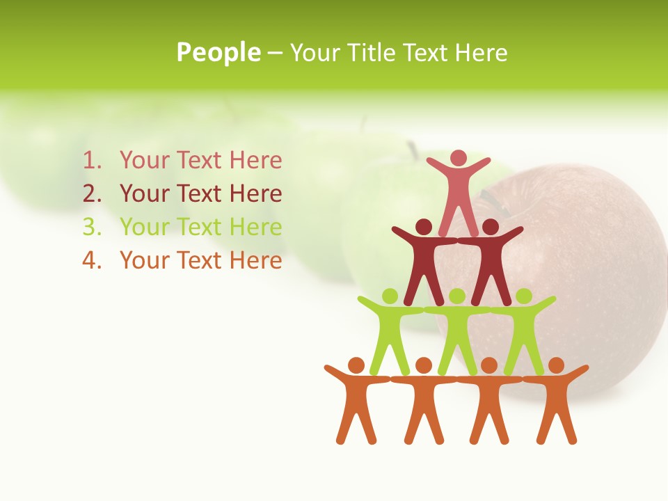 A Row Of Green And Red Apples On A White Background PowerPoint Template