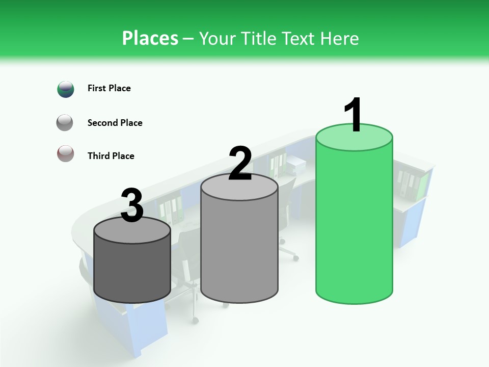 A Group Of Desks With Computers On Them PowerPoint Template