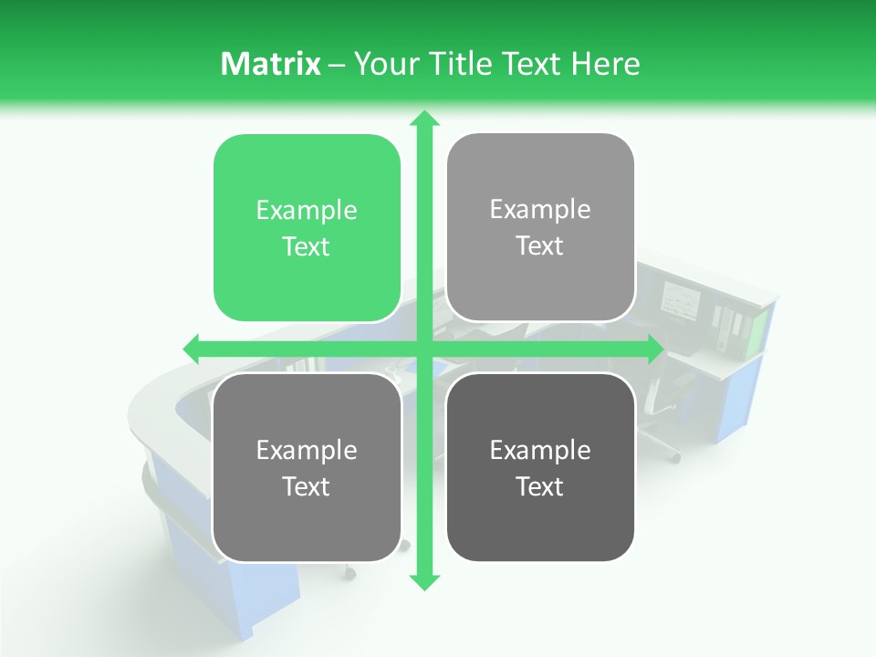 A Group Of Desks With Computers On Them PowerPoint Template