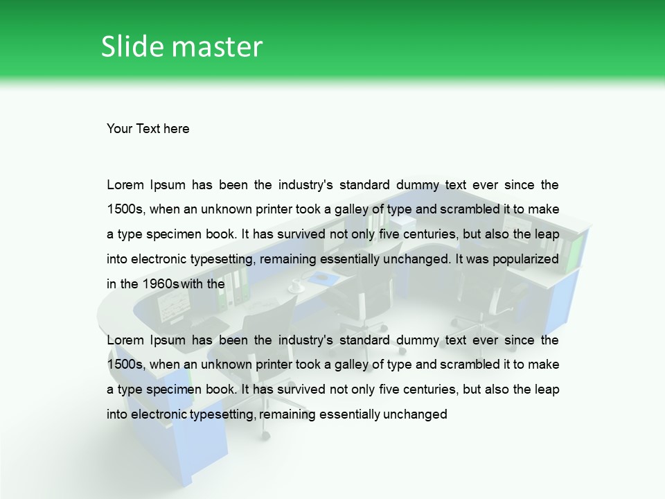 A Group Of Desks With Computers On Them PowerPoint Template