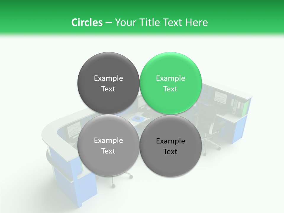 A Group Of Desks With Computers On Them PowerPoint Template