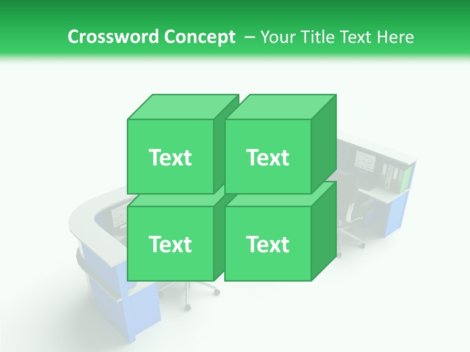 A Group Of Desks With Computers On Them PowerPoint Template