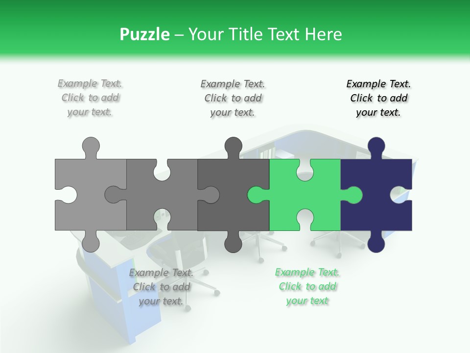 A Group Of Desks With Computers On Them PowerPoint Template