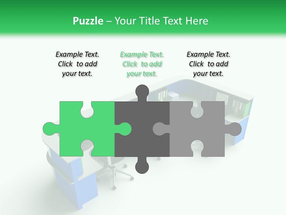 A Group Of Desks With Computers On Them PowerPoint Template