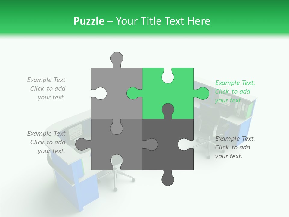 A Group Of Desks With Computers On Them PowerPoint Template