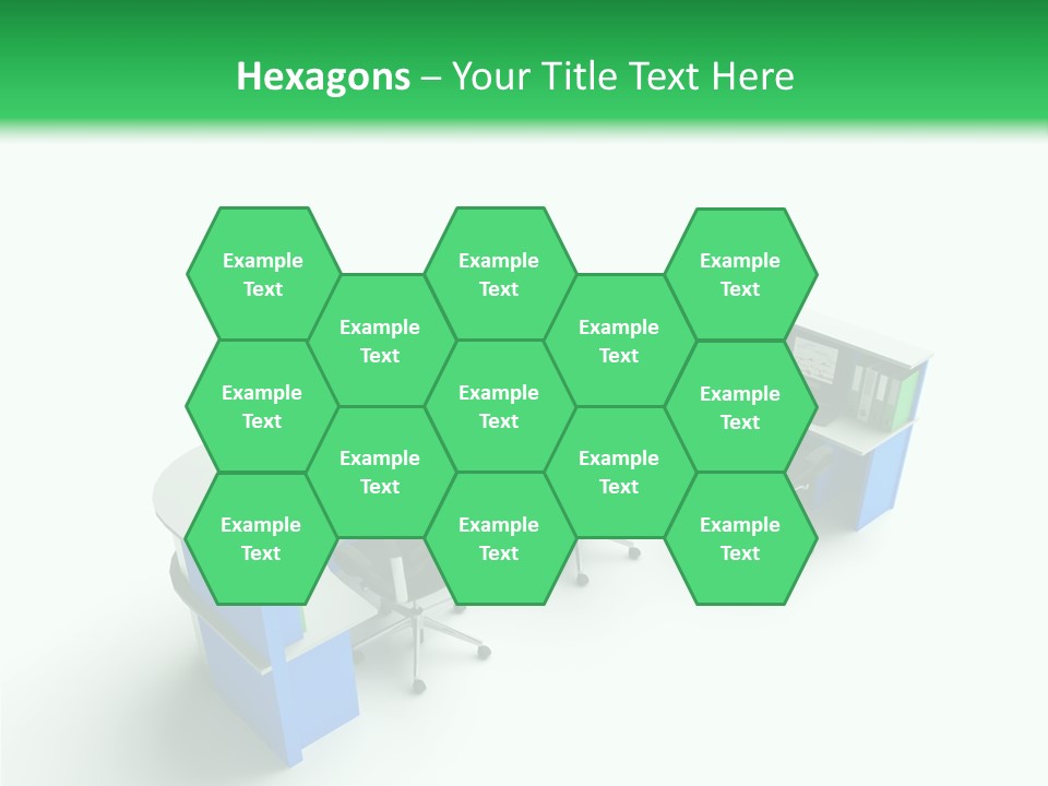 A Group Of Desks With Computers On Them PowerPoint Template