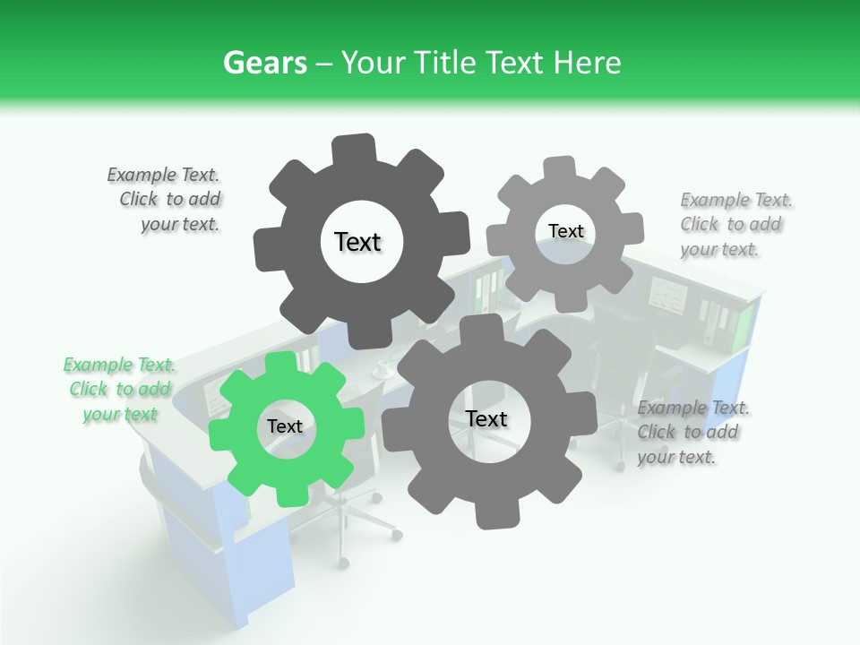 A Group Of Desks With Computers On Them PowerPoint Template