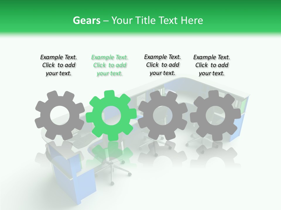 A Group Of Desks With Computers On Them PowerPoint Template