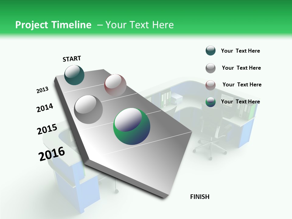 A Group Of Desks With Computers On Them PowerPoint Template
