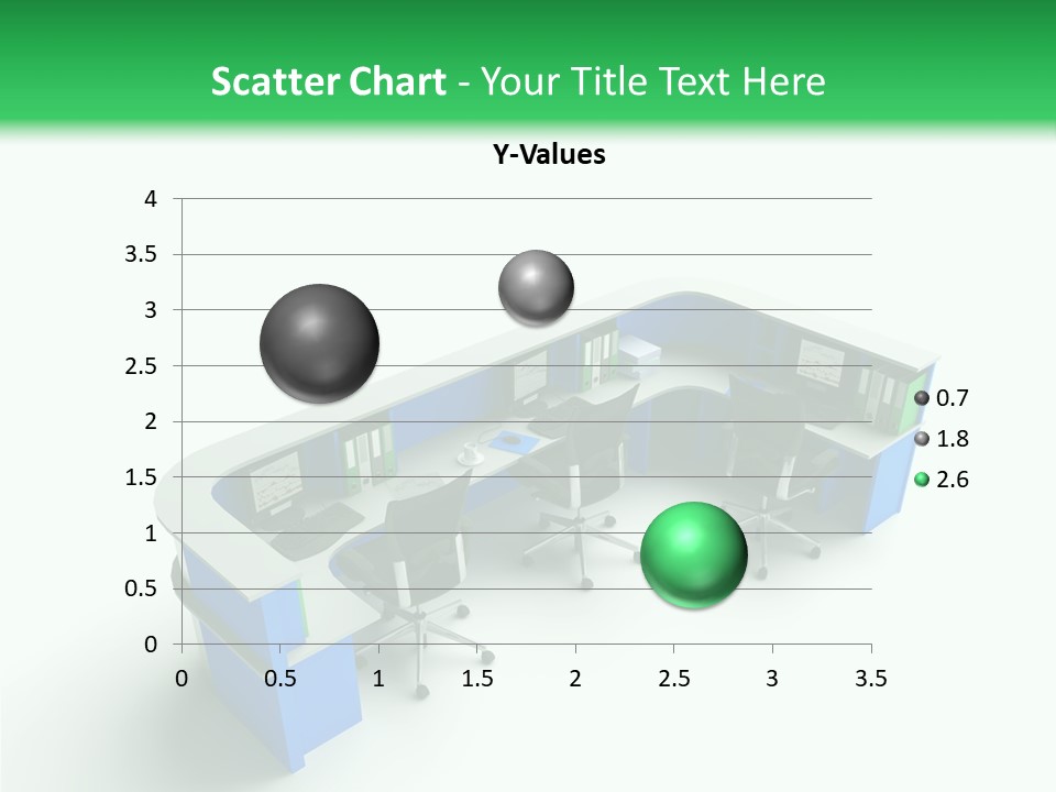 A Group Of Desks With Computers On Them PowerPoint Template