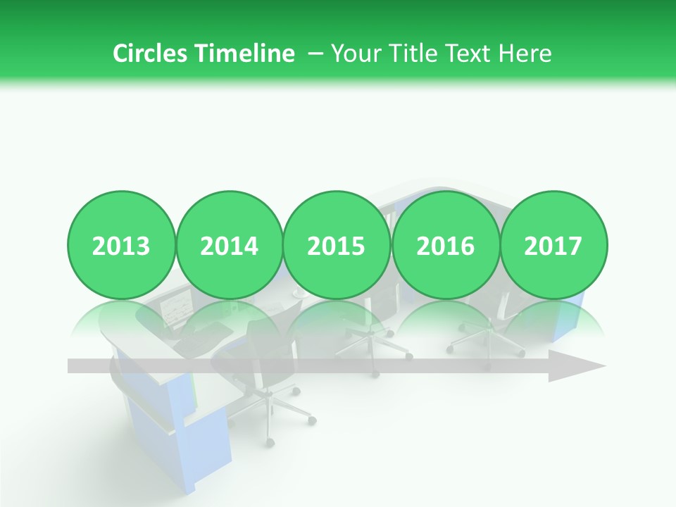 A Group Of Desks With Computers On Them PowerPoint Template