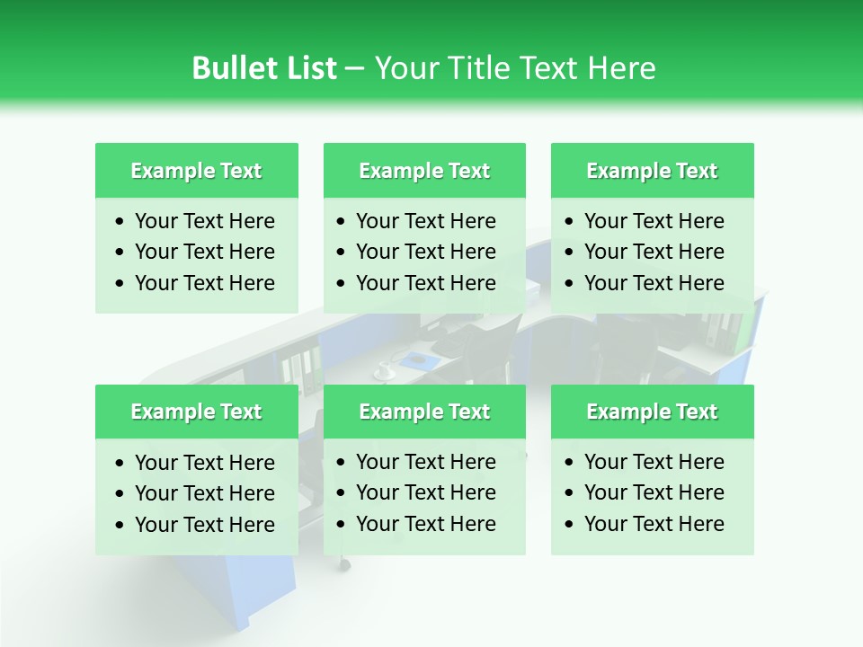 A Group Of Desks With Computers On Them PowerPoint Template