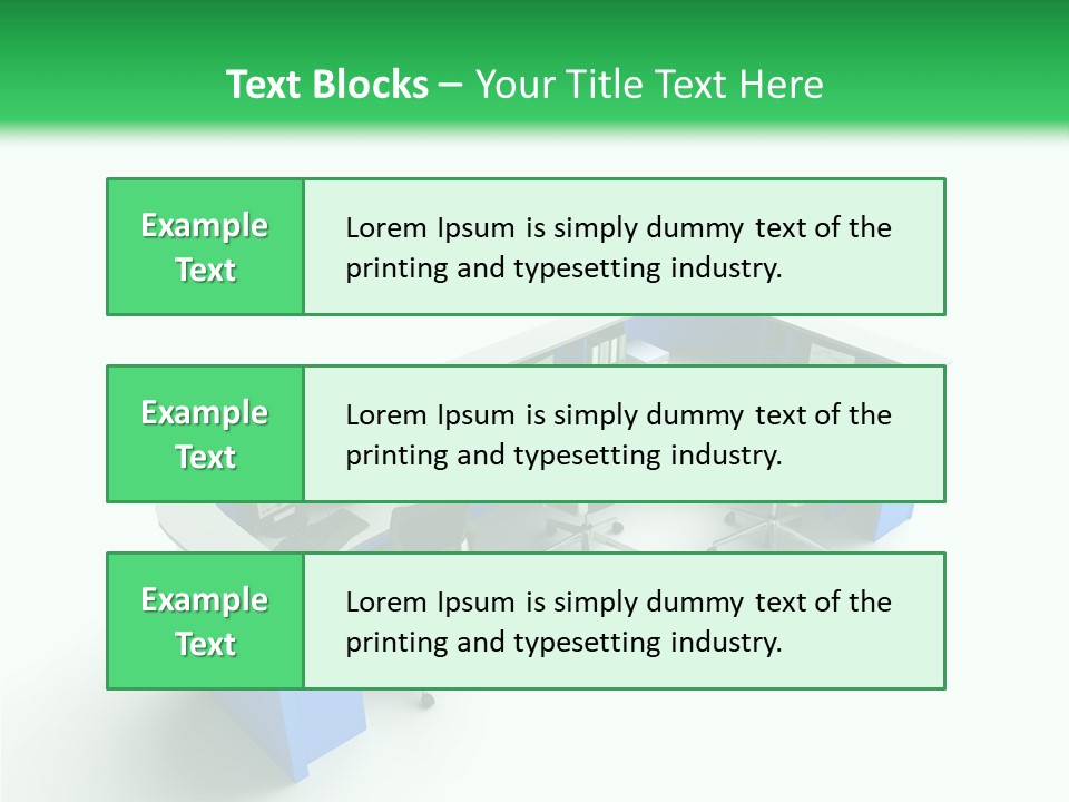A Group Of Desks With Computers On Them PowerPoint Template