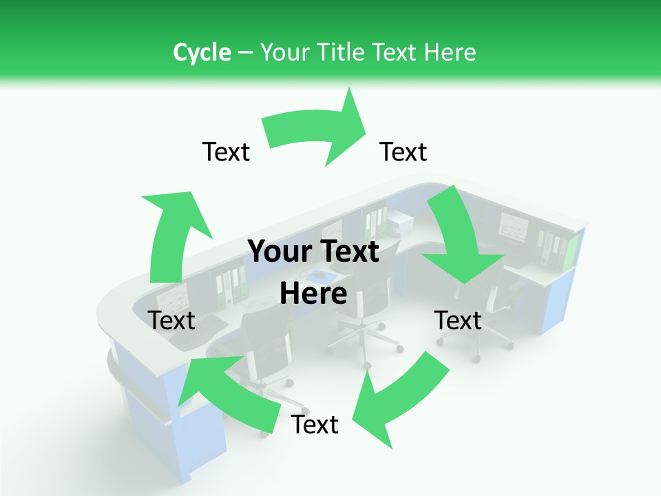 A Group Of Desks With Computers On Them PowerPoint Template